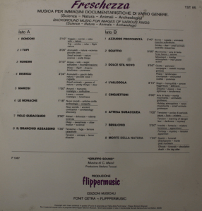 Gruppo Sound (Claudio Maioli) - Freschezza: Musica per immagini documentaristiche di vario genere (Scienza - Natura - Animali - Archeologia) (1987) Fonit Cetra/Flippermusic