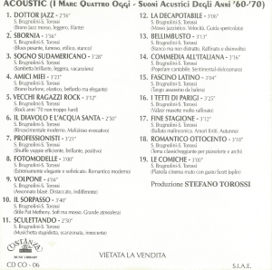 Musica Per Commenti Sonori - Acoustic (I Marc Quattro Oggi - Suoni Acustici Degli Anni '60-'70) (1997) Costanza Records [Italy] (CD CO-06) back cover