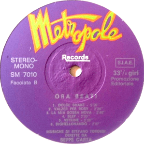 Stefano Torossi & Beppe Carta - Ora Beat! (early 1970s) Metropole Records Side B