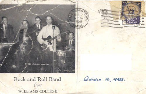 Whirlwinds postcard from 1958 with Art Bearon, Harry Lewis, Brad Perry, Hap Snow, and Stefano Torossi (courtesy of Luci Bearon)