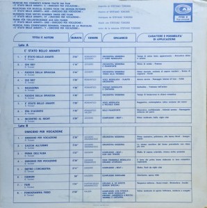 Stefano Torossi - E' stato bello amarti : Omicidio per vocazione (1968) CAM Records back