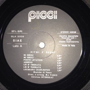 Vasco - Ritmi e suoni (1973) Picci Records label
