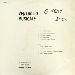 Beppe Carta - Ventaglio musicale (1971) Lupus Records back