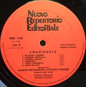 Sandro Brugnolini and Stefano Torossi - Strumentali: Emozionale (1987) Fonit Cetra label B