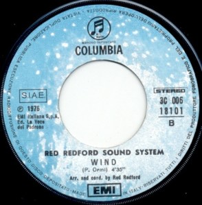 Red Redford Sound System - "Scandalo al sole (A Summer Place)" / "Wind" (1975) Columbia label B